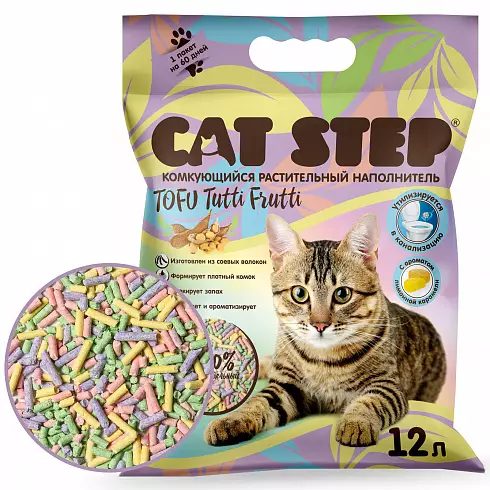Наполнитель для кошек CAT STEP Tutti Frutti комкующийся, растительный