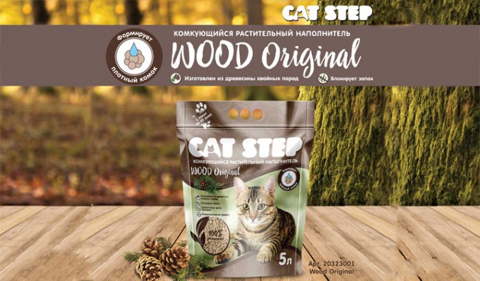 Древесный комкующийся наполнитель CAT STEP Wood Original