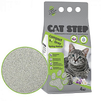Наполнитель для кошек CAT STEP Серый Комкующийся Весенняя Мелодия / Compact Grey Spring Melody комкующийся, минеральный