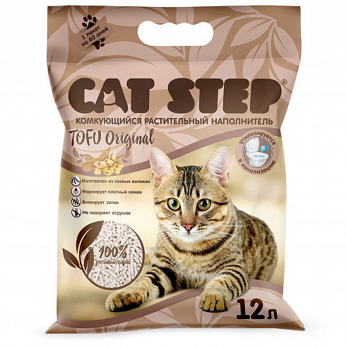 Комкующийся растительный наполнитель CAT STEP Tofu Original