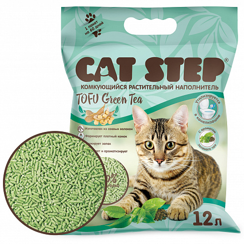 Комкующийся растительный наполнитель CAT STEP Tofu Green Tea