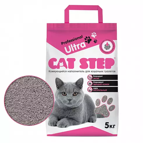 Комкующийся минеральный наполнитель CAT STEP Professional Ultra